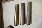 Three Antique Brass Artillery Shells