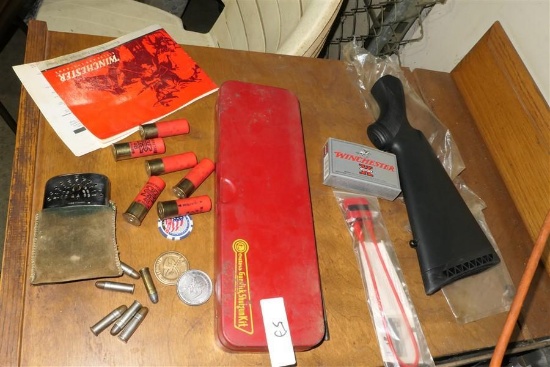 Winchester Stock, Gun Items, Ammo etc lot