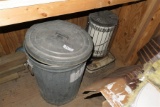 Metal garbage can and kerosene heater