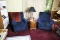 2 Blue Upholstered Recliner Chairs