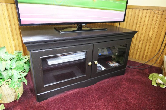 Black Wood & Glass Entertainment Center