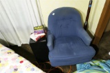 Blue Chair, Sleek Black Stand