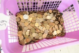 Large bin full of pennies