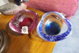2 Vintage Glass Bowls Erickson Blue Red