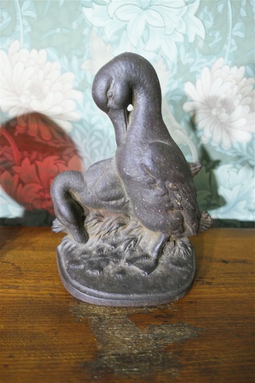 Vintage Cast Iron Doorstop - Ducks