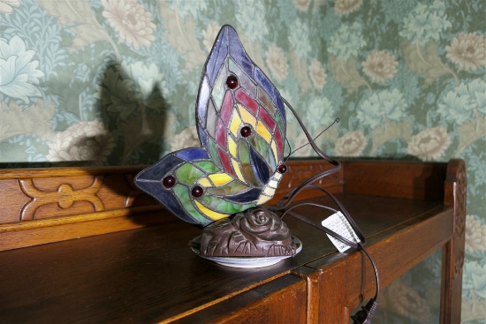 Stained Glass Style Butterfly Lamp