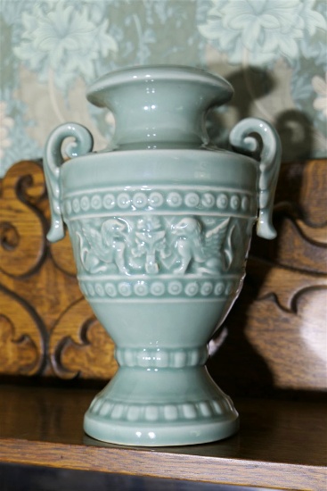 Antique Glazed Vase w/Griffons