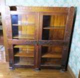 Transitional Art Nouveau Oak Bookcase