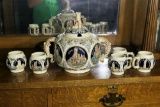 German Wine Tureen & 5 cups