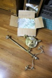 2 Brass haning lamps. Includes 2 globes. Pickup only.