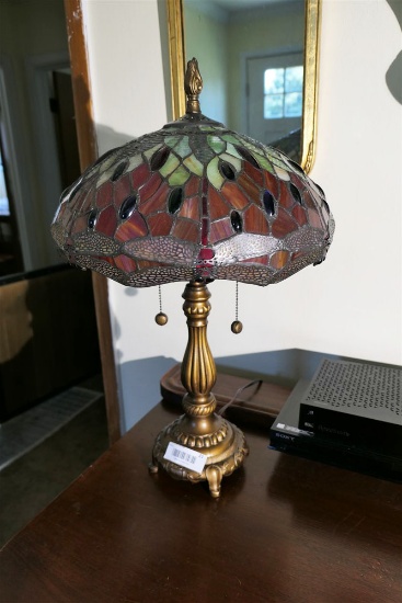 Vintage Leaded Glass Tiffany Style Lamp