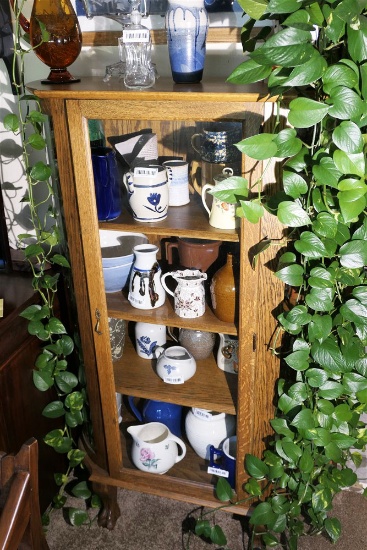 Antique Curved Glass China Cabinet