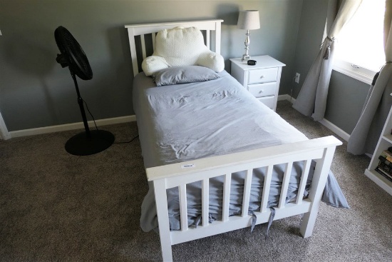 Twin bed and nightstand lot