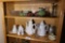 2 Shelf contents inc. painted Belleek