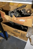 Two Boxes Full of Old Gas Lights Lamps