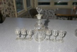 Early antique glass cordial set