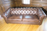 Large leather style Chesterfield couch or sofa