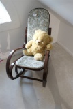 Antique bentwood rocker and teddy bear