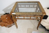 Vintage Bamboo Style and Glass Table