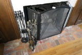 Fireplace screen, 2 sets of tools