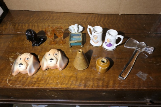 Assorted ceramic and glass items, stoneware