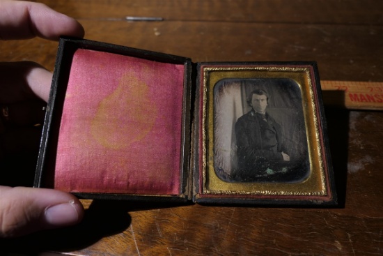 Folky 1840s Portrait of Man Daguerreotype