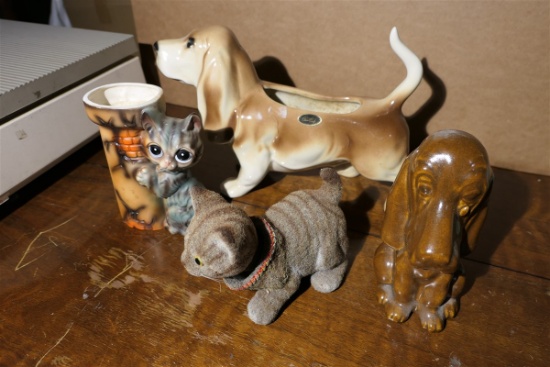 Ceramic Dogs, cat bobble head etc