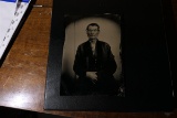 Full plate tintype man with glasses