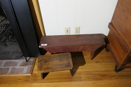 2 Antique Benches - One w/Old Paint