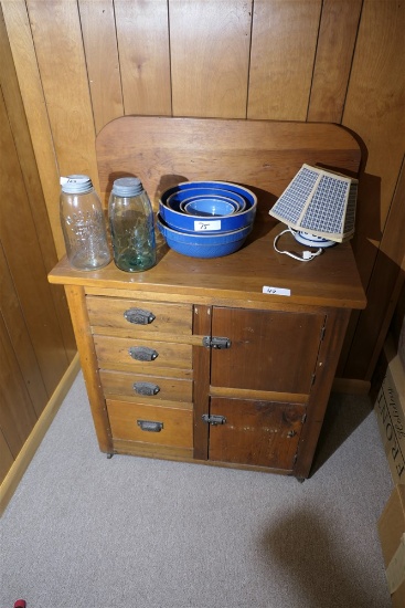 Antique Cabinet With Punched Tin