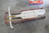 Antique Long Metal & Wood Sled