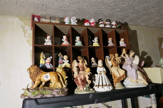 Group lot vintage ceramics + shelf
