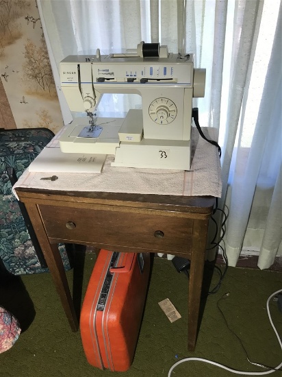Newer Singer Sewing Machine + Old Cabinet