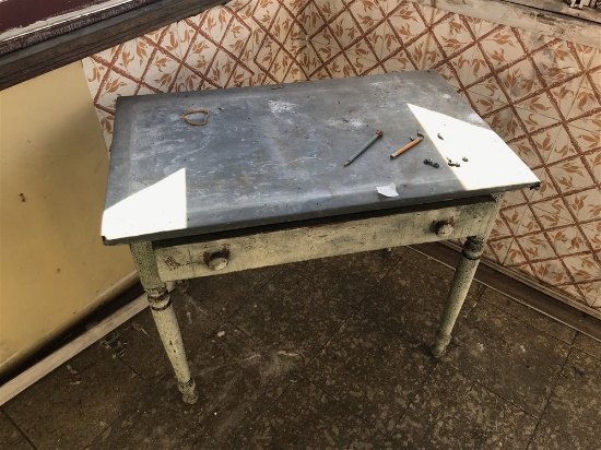 Early Antique 19th c desk w/tin top