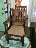 Pair Antique Mission Oak Armchairs