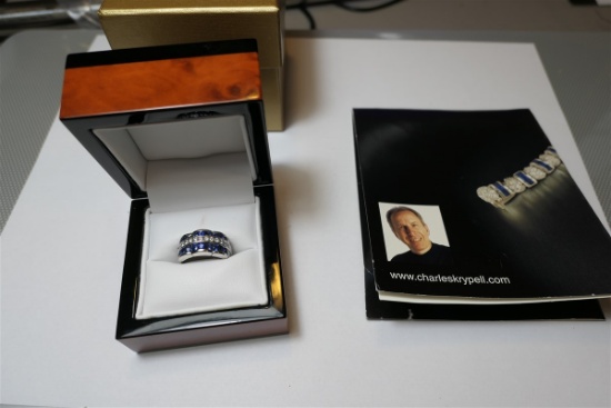 18k white gold Diamond and Sapphire ring