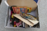 Assorted paper, records, toys, tintypes etc