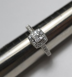 14k gold, antique style diamond engagement ring.