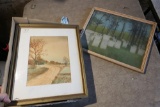 Antique Rural Painting, tinted photo of bee hives