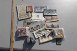 Stereoview card photos, film, old paper etc
