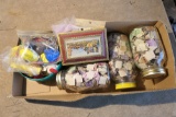 3 jars of stamps, assorted smalls and more