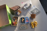 Nudie decks of cards, Marx figures in box etc