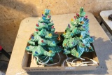 Pair of Vintage Ceramic Christmas Trees