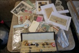 Large Lot Antique Paper, buttons and more