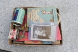 Box of vintage paper, smalls, RPPC etc