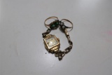 14k gold lady's watch, 2 early gold rings