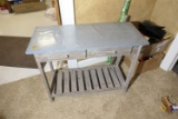 Farm style table w/Galvanized top, shabby paint