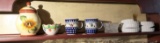 Shelf lot of glass, ceramic items inc. Boleslawiec Poland