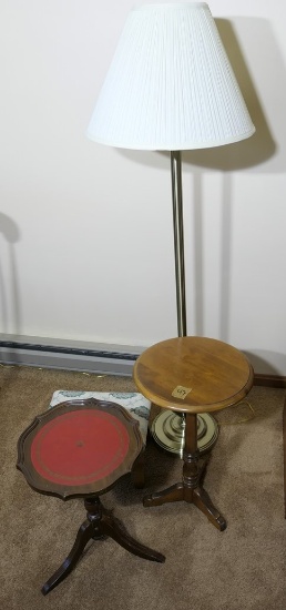 2 Candle Stands, footstool, lamp