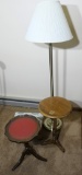 2 Candle Stands, footstool, lamp
